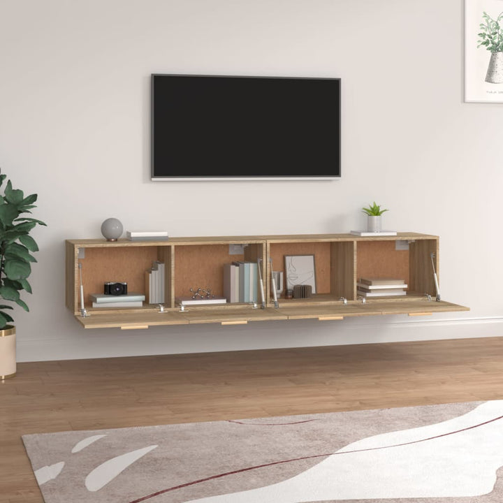 vægskabe 2 stk. 100x36,5x35 cm konstrueret træ sonoma-eg