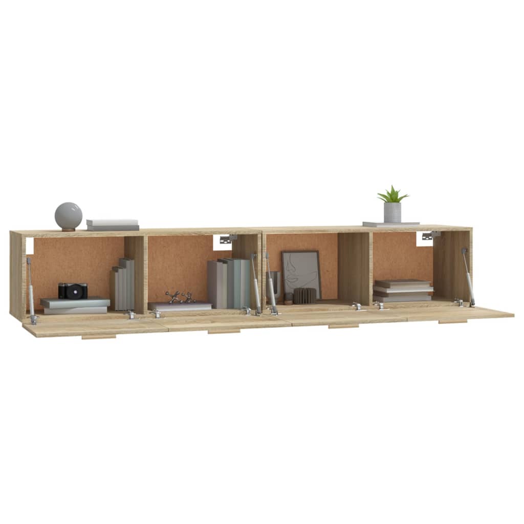 vægskabe 2 stk. 100x36,5x35 cm konstrueret træ sonoma-eg