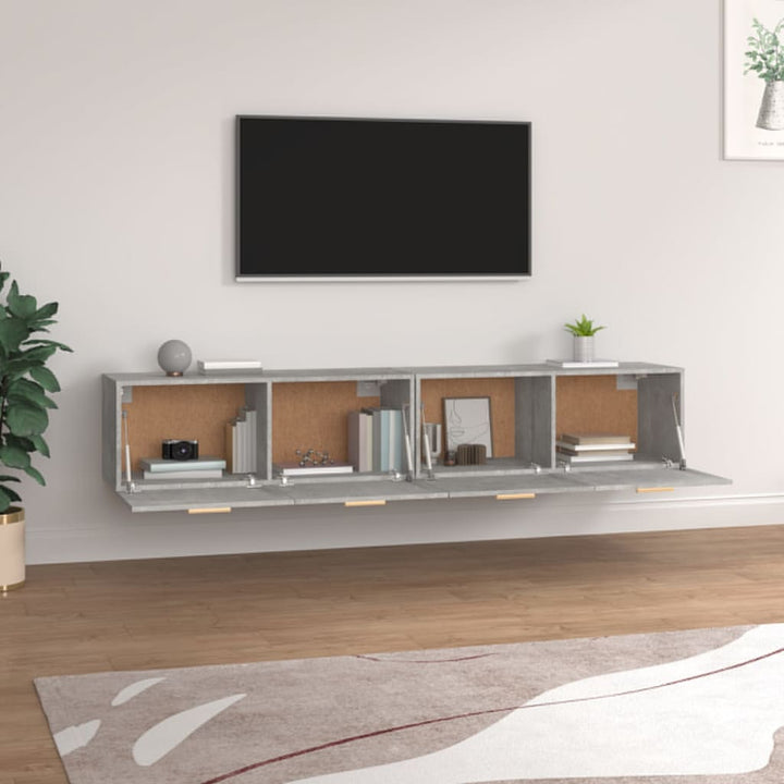 vægskabe 2 stk. 100x36,5x35 cm konstrueret træ betongrå