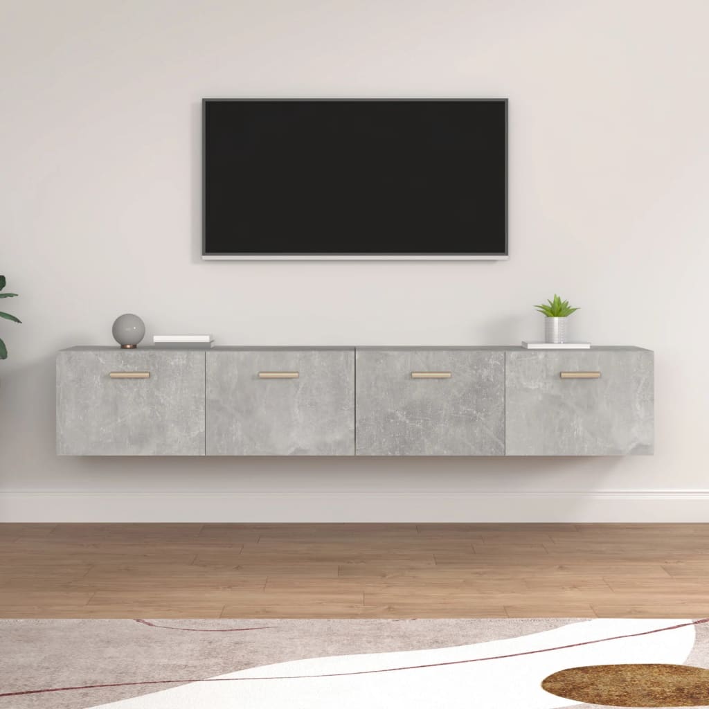 vægskabe 2 stk. 100x36,5x35 cm konstrueret træ betongrå