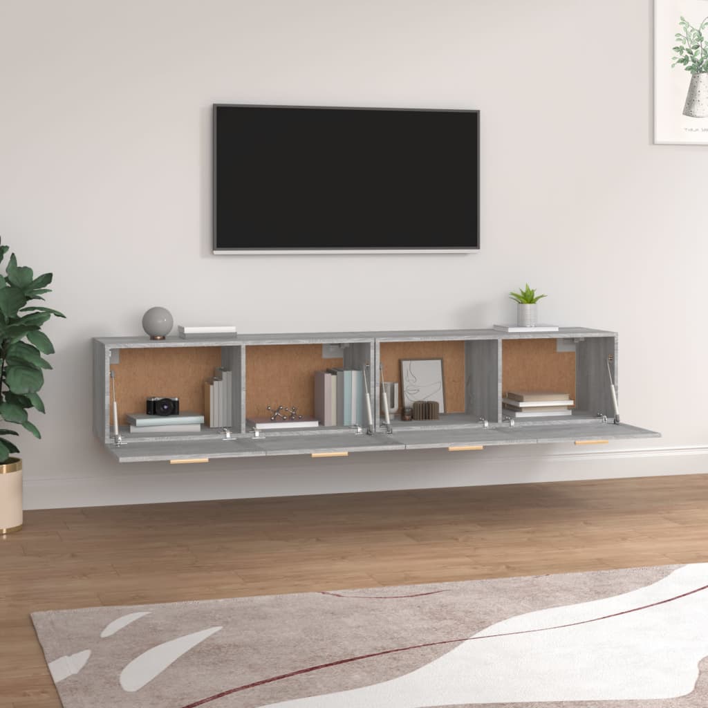 vægskabe 2 stk. 100x36,5x35 cm konstrueret træ grå sonoma-eg