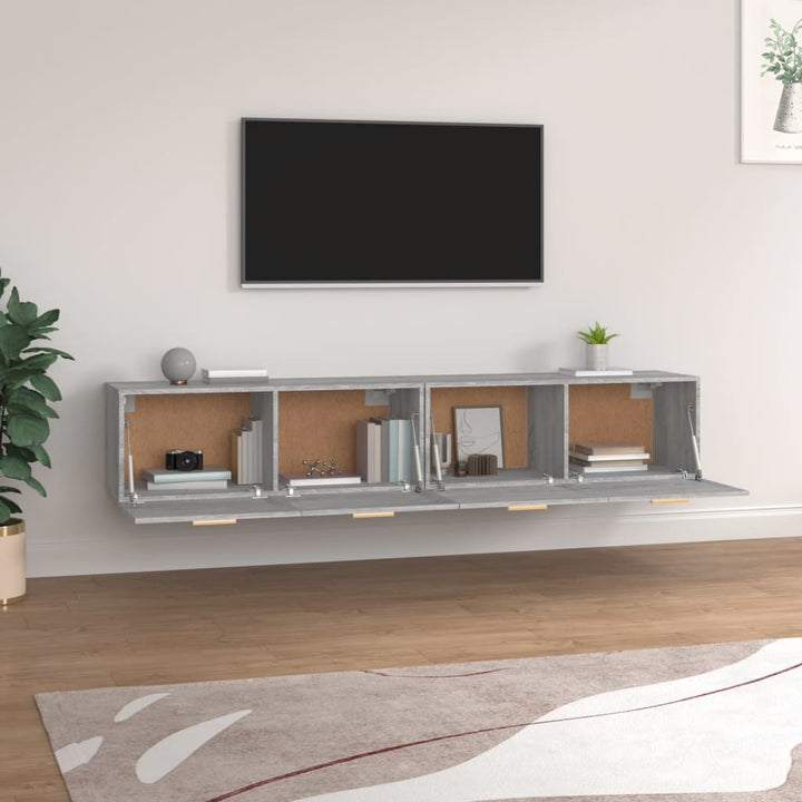 vægskabe 2 stk. 100x36,5x35 cm konstrueret træ grå sonoma-eg