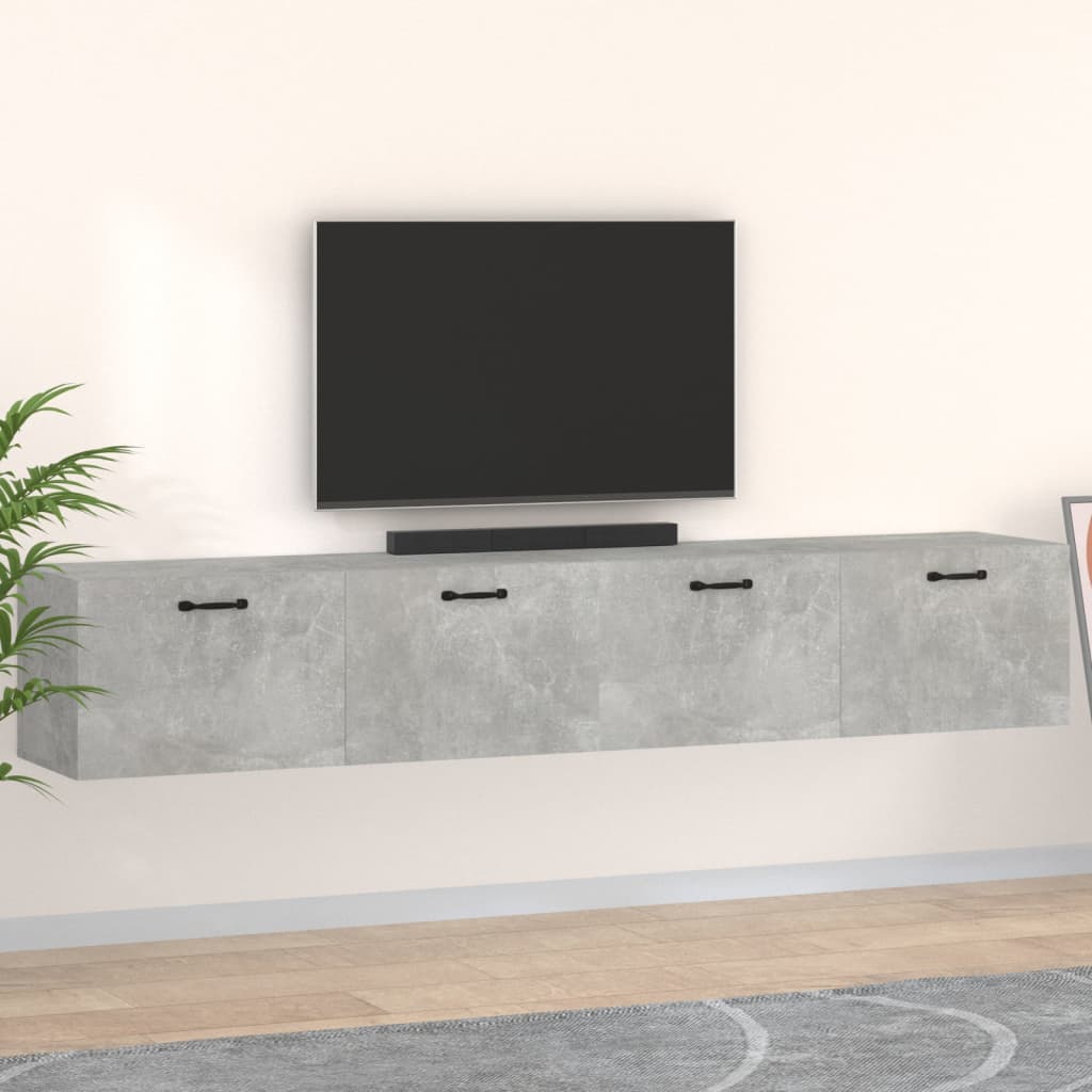 vægskabe 2 stk. 100x36,5x35 cm konstrueret træ betongrå