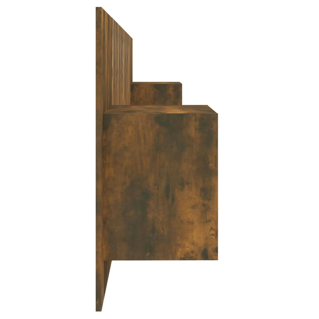 sengegavl med opbevaring konstrueret træ røget egetræsfinish