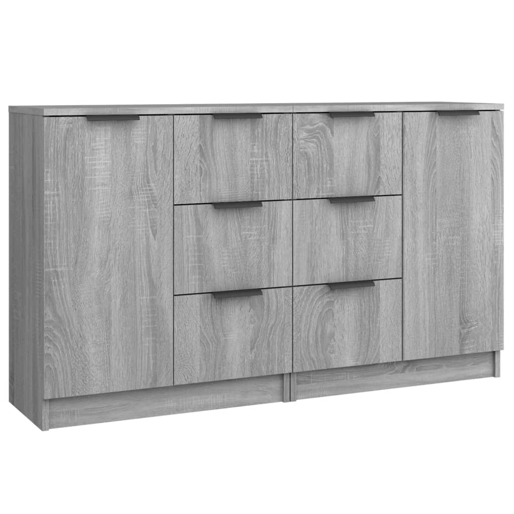 skænke 2 stk. 60x30x70 cm konstrueret træ grå sonoma-eg