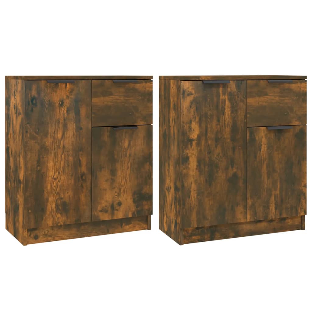 skænke 2 stk. 60x30x70 cm konstrueret træ røget egetræsfarve