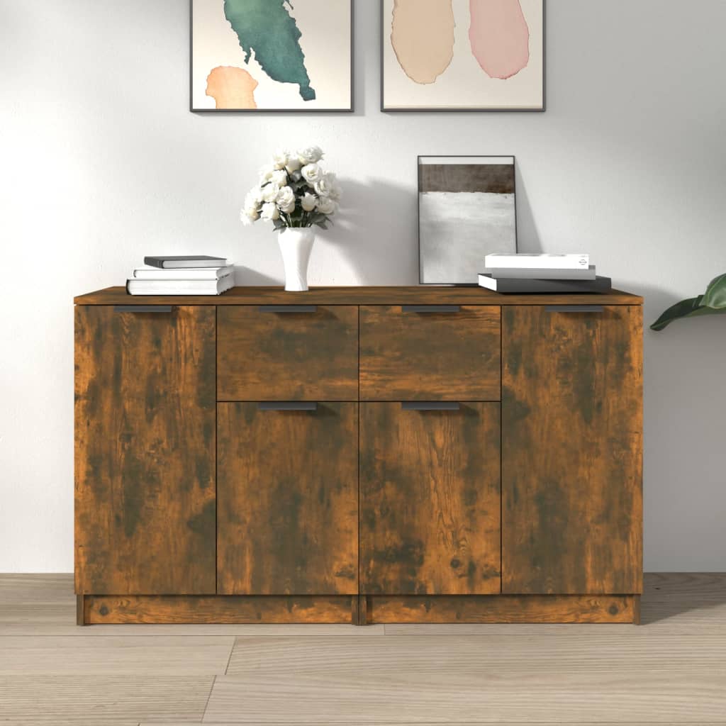 skænke 2 stk. 60x30x70 cm konstrueret træ røget egetræsfarve