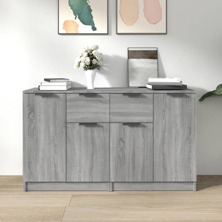 skænke 2 stk. 60x30x70 cm konstrueret træ grå sonoma-eg