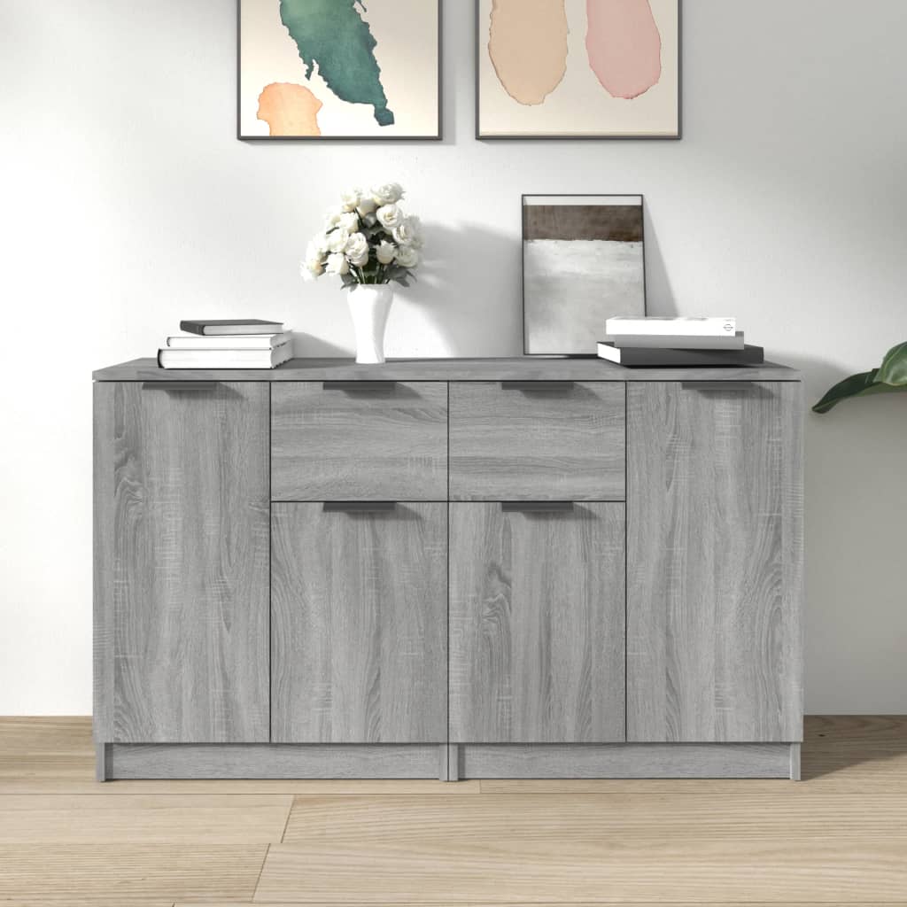 skænke 2 stk. 60x30x70 cm konstrueret træ grå sonoma-eg