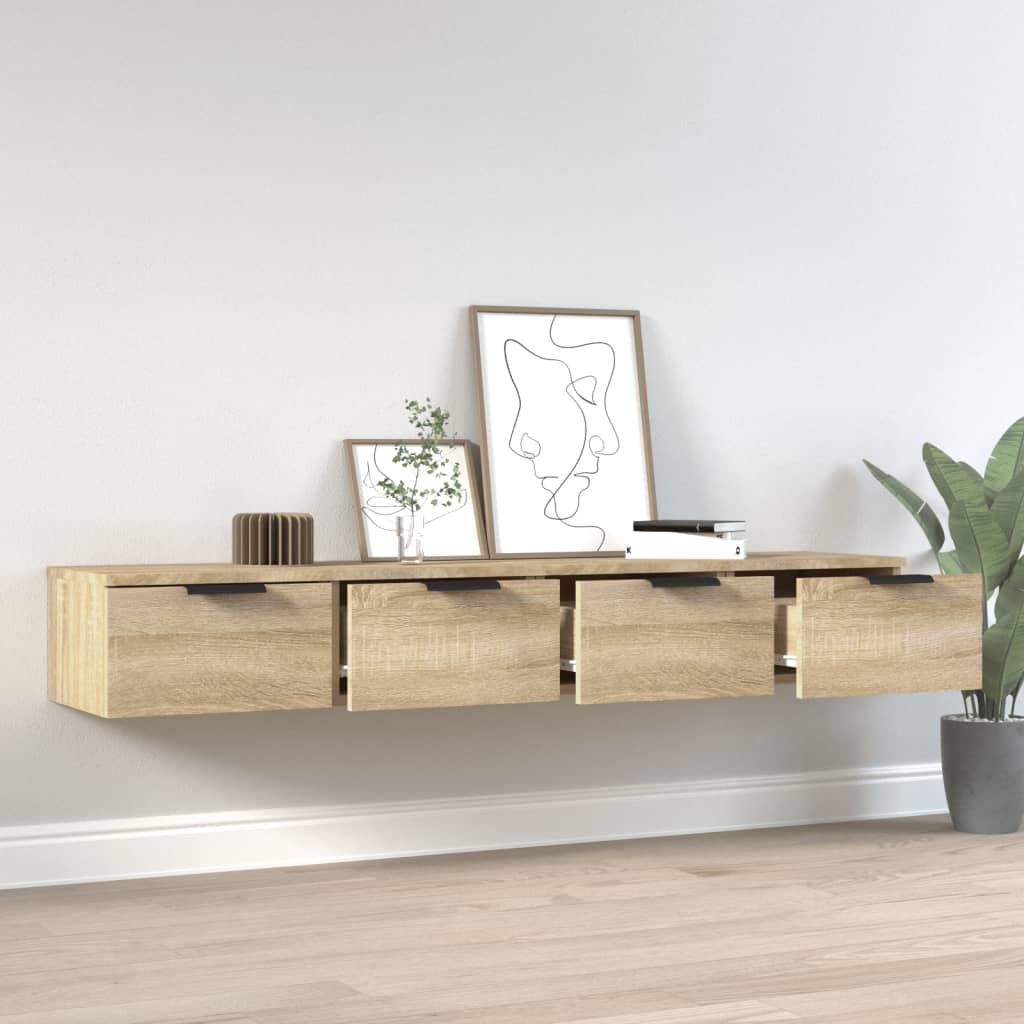 vægskabe 2 stk. 68x30x20 cm konstrueret træ sonoma-eg