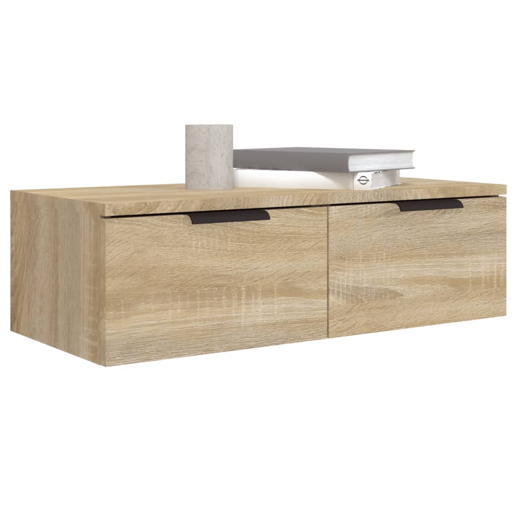 vægskabe 2 stk. 68x30x20 cm konstrueret træ sonoma-eg