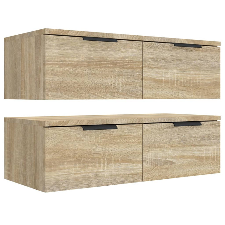 vægskabe 2 stk. 68x30x20 cm konstrueret træ sonoma-eg
