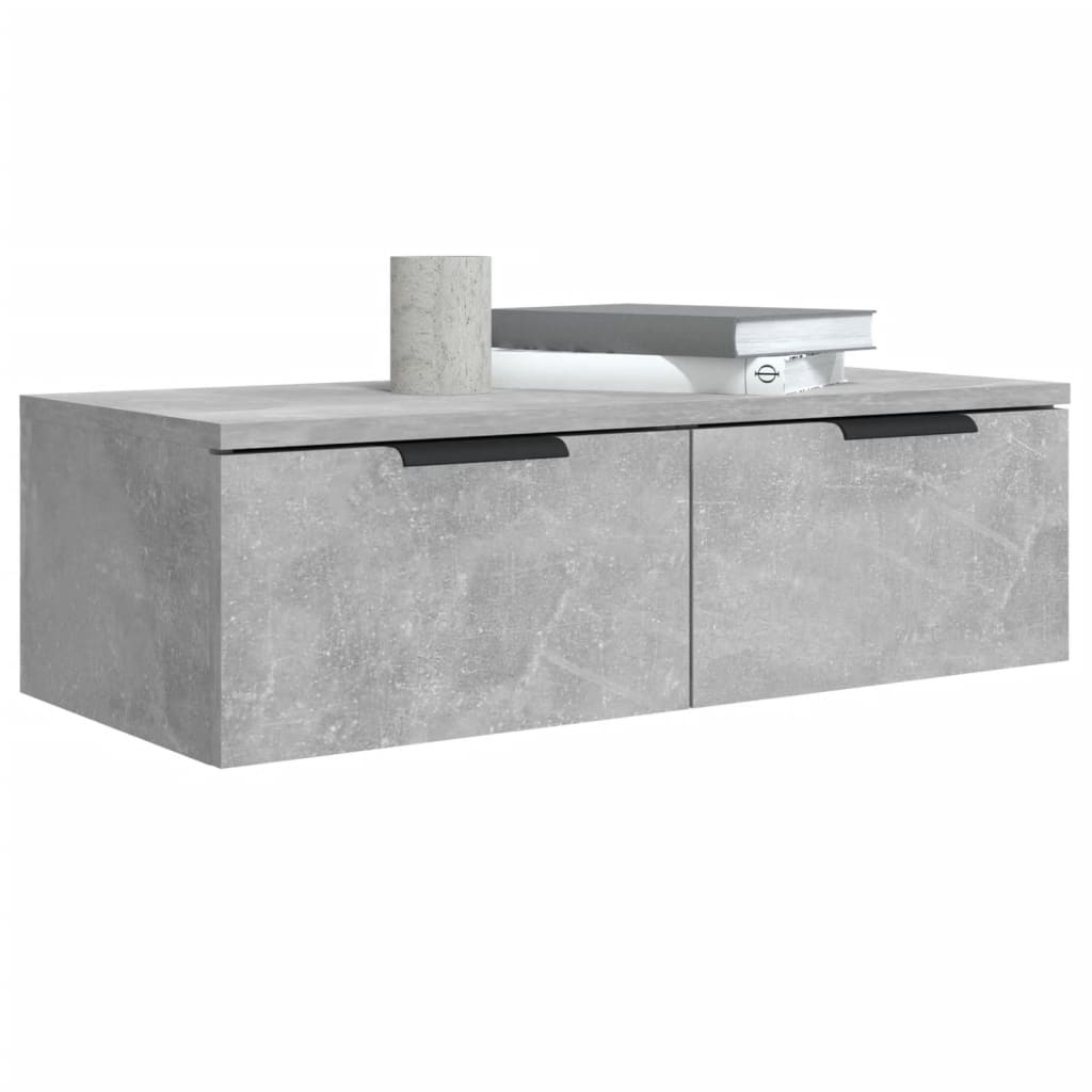 vægskabe 2 stk. 68x30x20 cm konstrueret træ betongrå