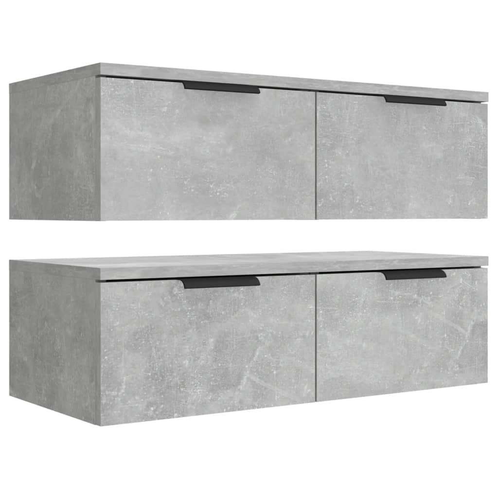 vægskabe 2 stk. 68x30x20 cm konstrueret træ betongrå