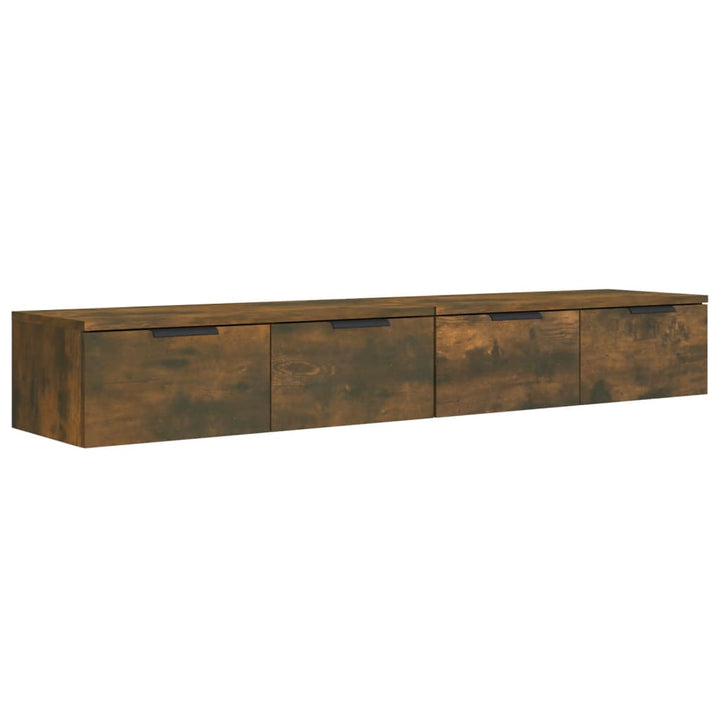 vægskabe 2 stk. 68x30x20 cm konstrueret træ røget egetræsfarve
