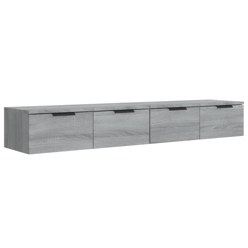 vægskabe 2 stk. 68x30x20 cm konstrueret træ grå sonoma-eg