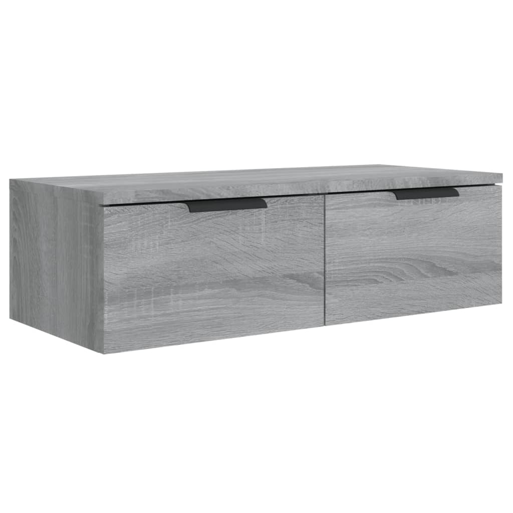 vægskabe 2 stk. 68x30x20 cm konstrueret træ grå sonoma-eg