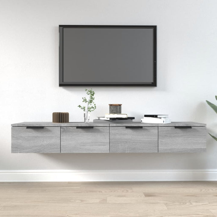 vægskabe 2 stk. 68x30x20 cm konstrueret træ grå sonoma-eg