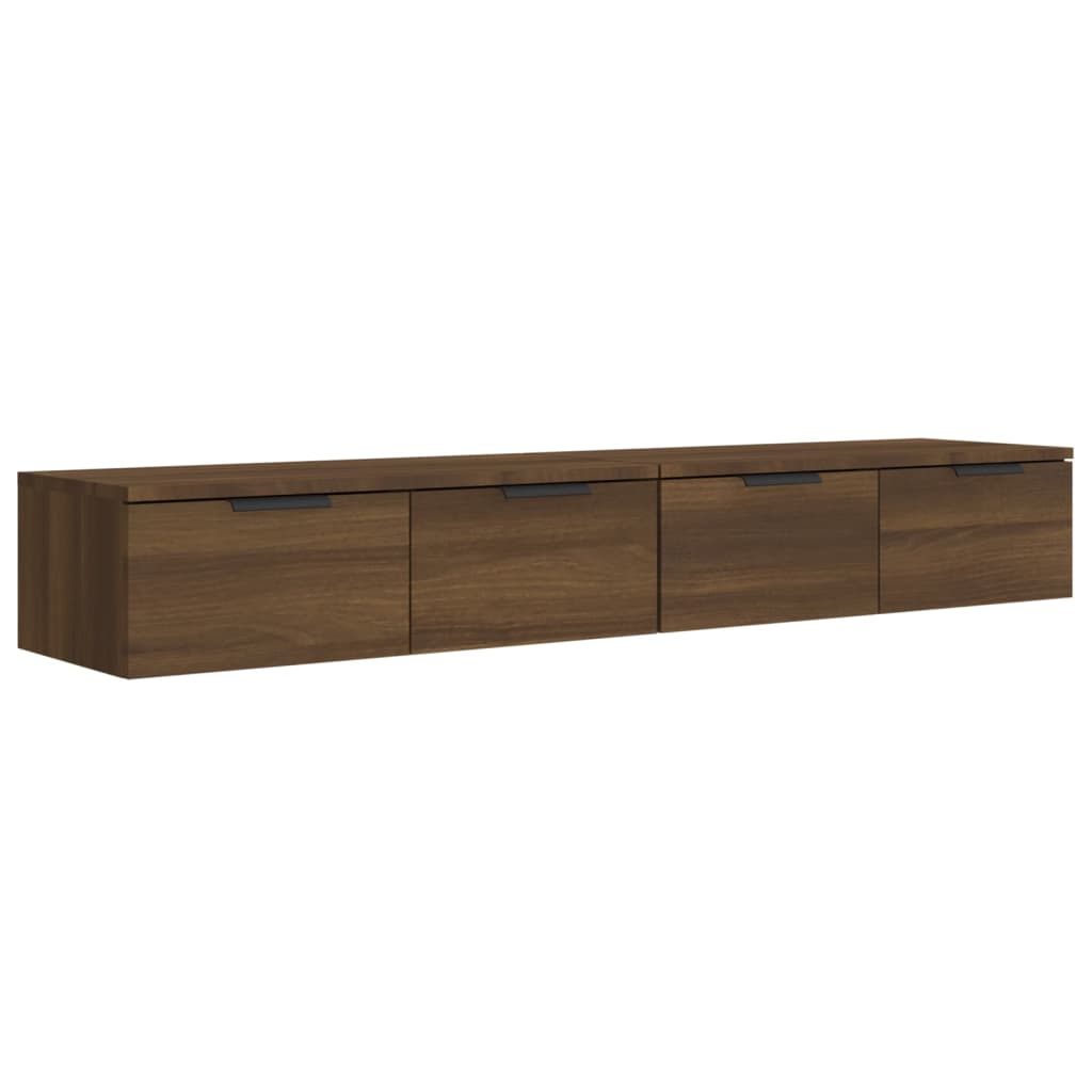 vægskabe 2 stk. 68x30x20 cm konstrueret træ brun egetræsfarve