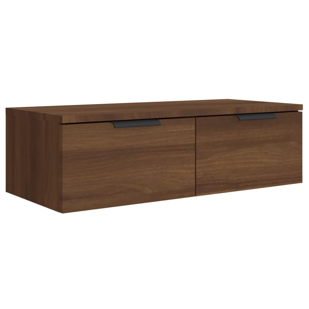 vægskabe 2 stk. 68x30x20 cm konstrueret træ brun egetræsfarve