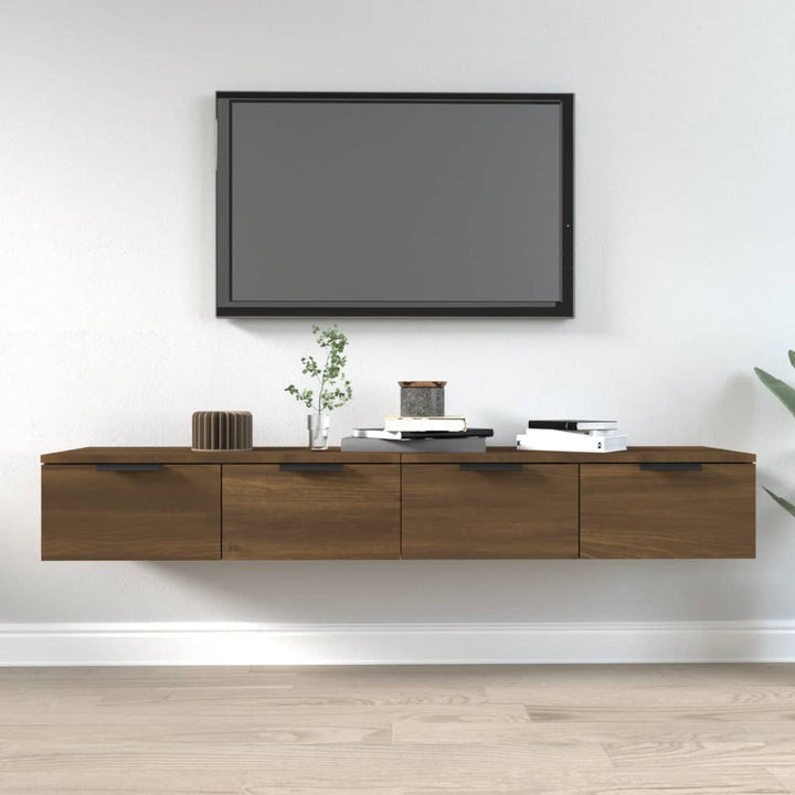 vægskabe 2 stk. 68x30x20 cm konstrueret træ brun egetræsfarve