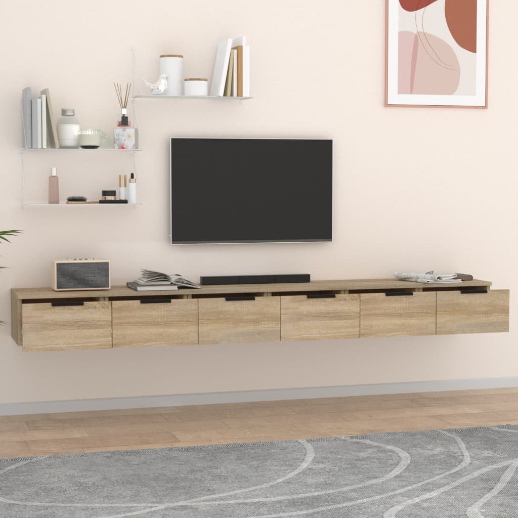 vægskabe 2 stk. 102x30x20 cm konstrueret træ sonoma-eg