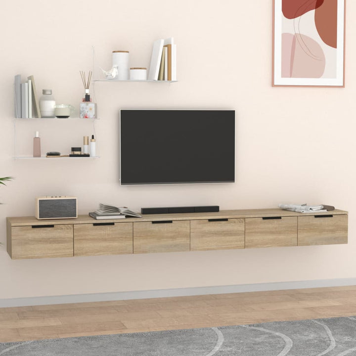 vægskabe 2 stk. 102x30x20 cm konstrueret træ sonoma-eg