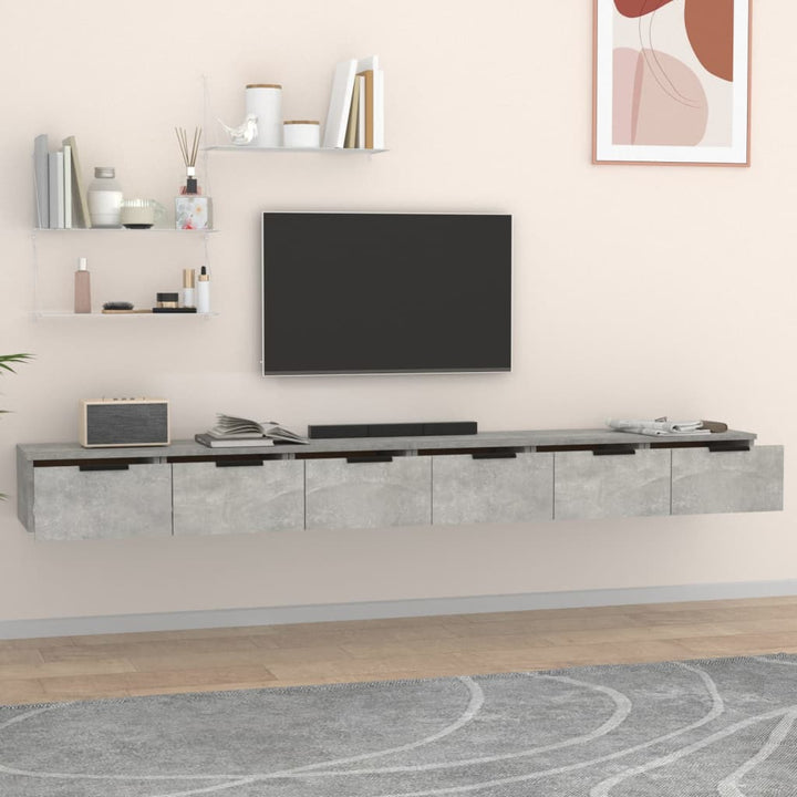 vægskabe 2 stk. 102x30x20 cm konstrueret træ betongrå