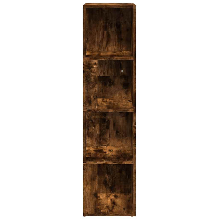 hjørnereol 33x33x132 cm konstrueret træ røget egetræsfarve