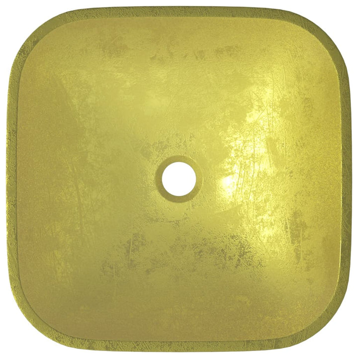 håndvask 42x42x14 cm glas guldfarvet