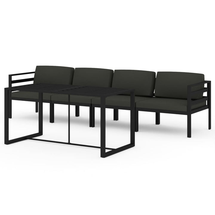 loungesæt til haven 5 dele med hynder aluminium antracitgrå