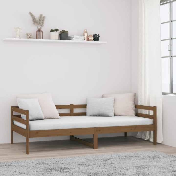 daybed 90x190 cm massivt fyrretræ gyldenbrun