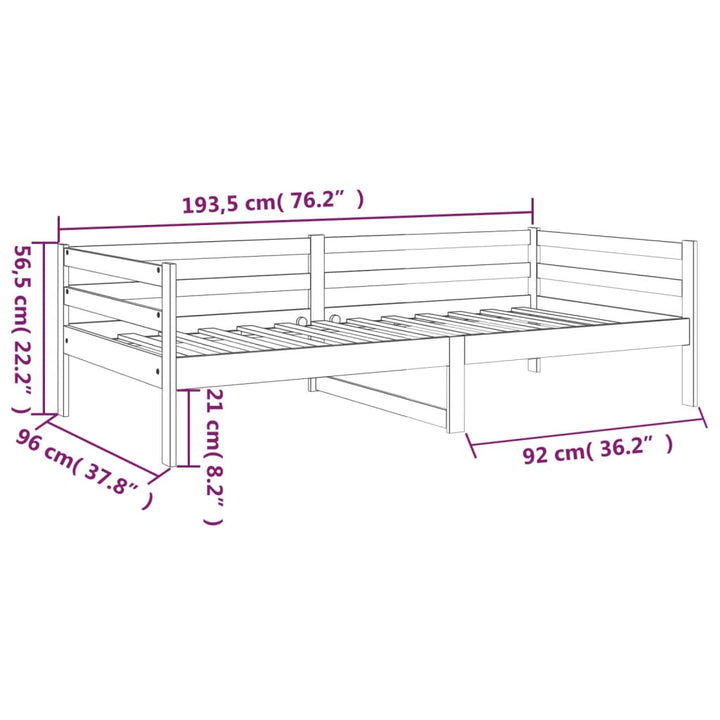 daybed 90x190 cm massivt fyrretræ gyldenbrun