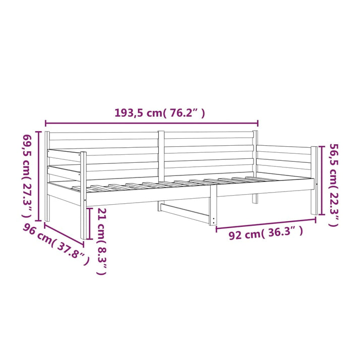 daybed uden madras 90x190 cm massivt fyrretræ