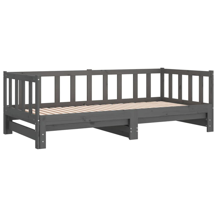 daybed med udtræk 2x(90x190) cm massivt fyrretræ grå