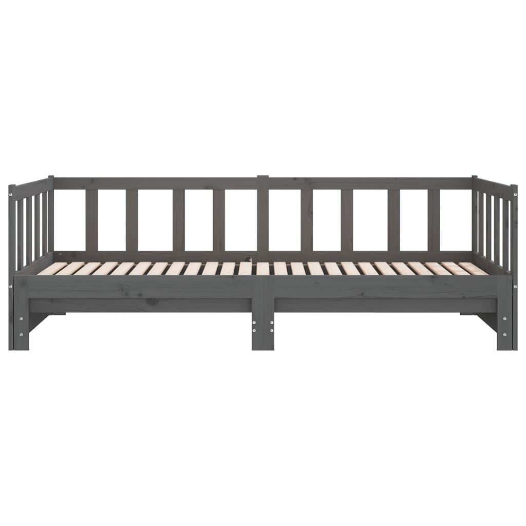 daybed med udtræk 2x(90x190) cm massivt fyrretræ grå