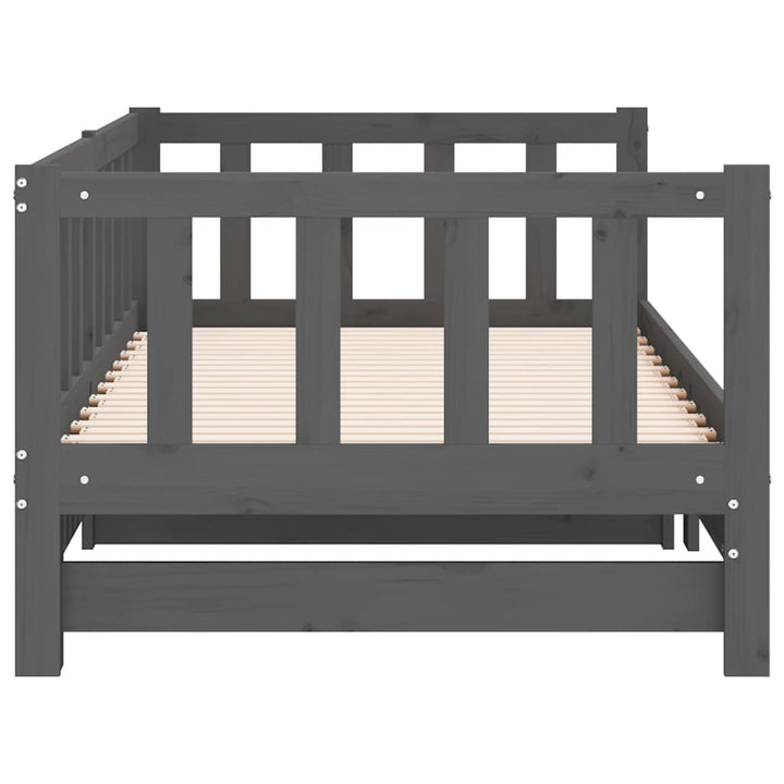 daybed med udtræk 2x(90x190) cm massivt fyrretræ grå