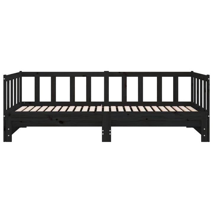 daybed med udtræk 2x(90x190) cm massivt fyrretræ sort