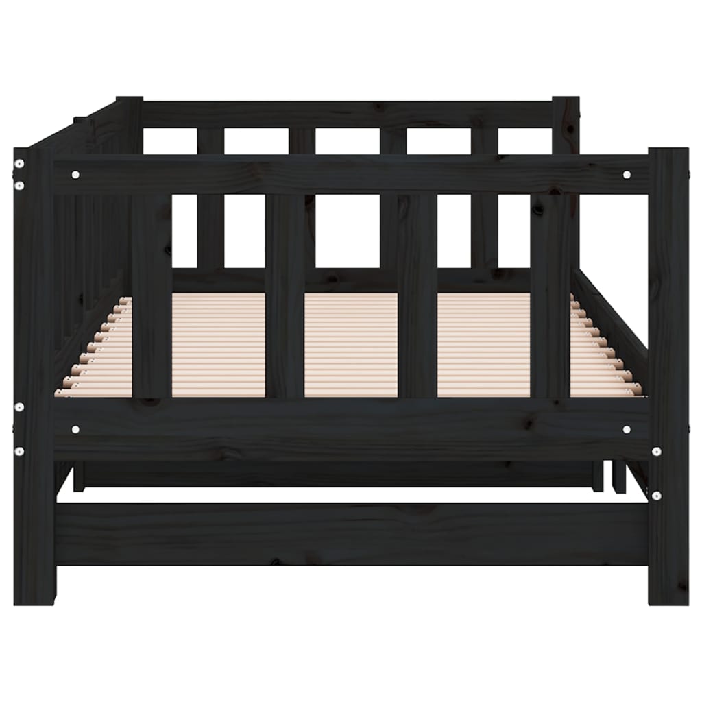 daybed med udtræk 2x(90x190) cm massivt fyrretræ sort