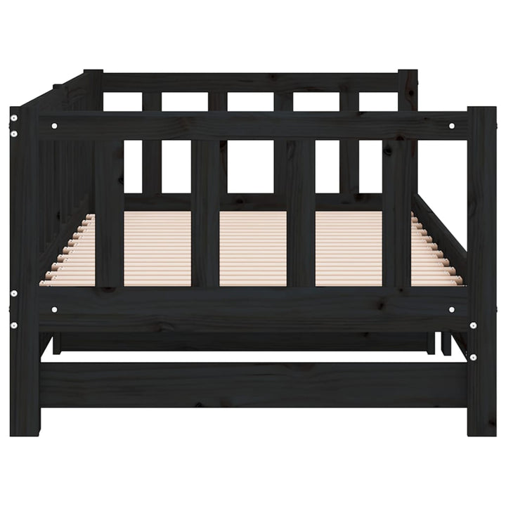 daybed med udtræk 2x(90x190) cm massivt fyrretræ sort