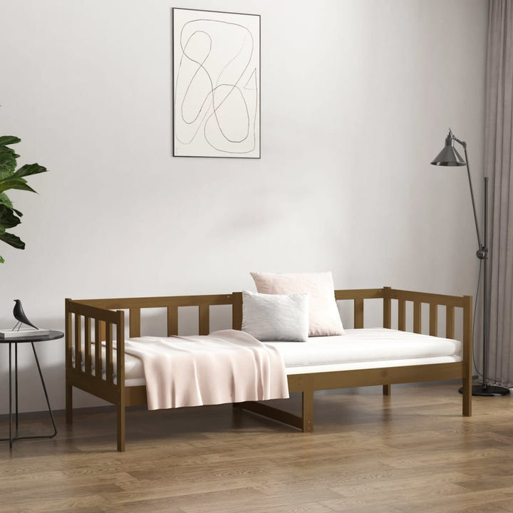 daybed 80x200 cm massivt fyrretræ gyldenbrun