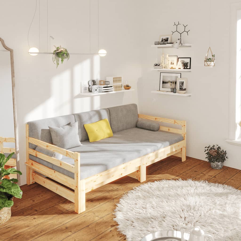 daybed med udtræk 2x(80x200) cm massivt fyrretræ