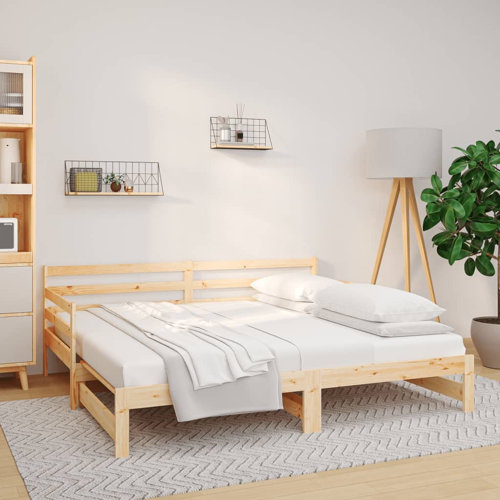 daybed med udtræk 2x(80x200) cm massivt fyrretræ
