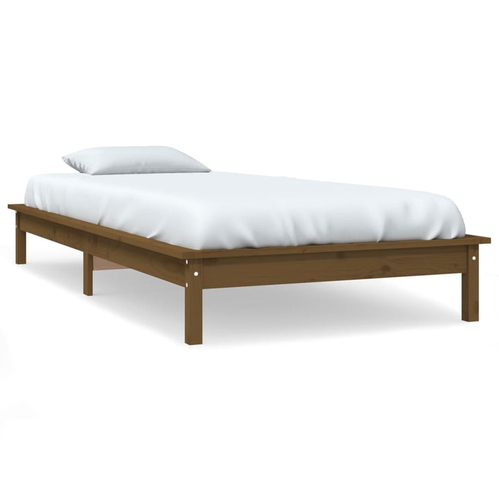 sengeramme 90x200 cm massivt fyrretræ gyldenbrun