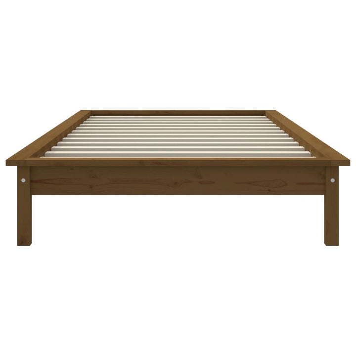 sengeramme 90x200 cm massivt fyrretræ gyldenbrun