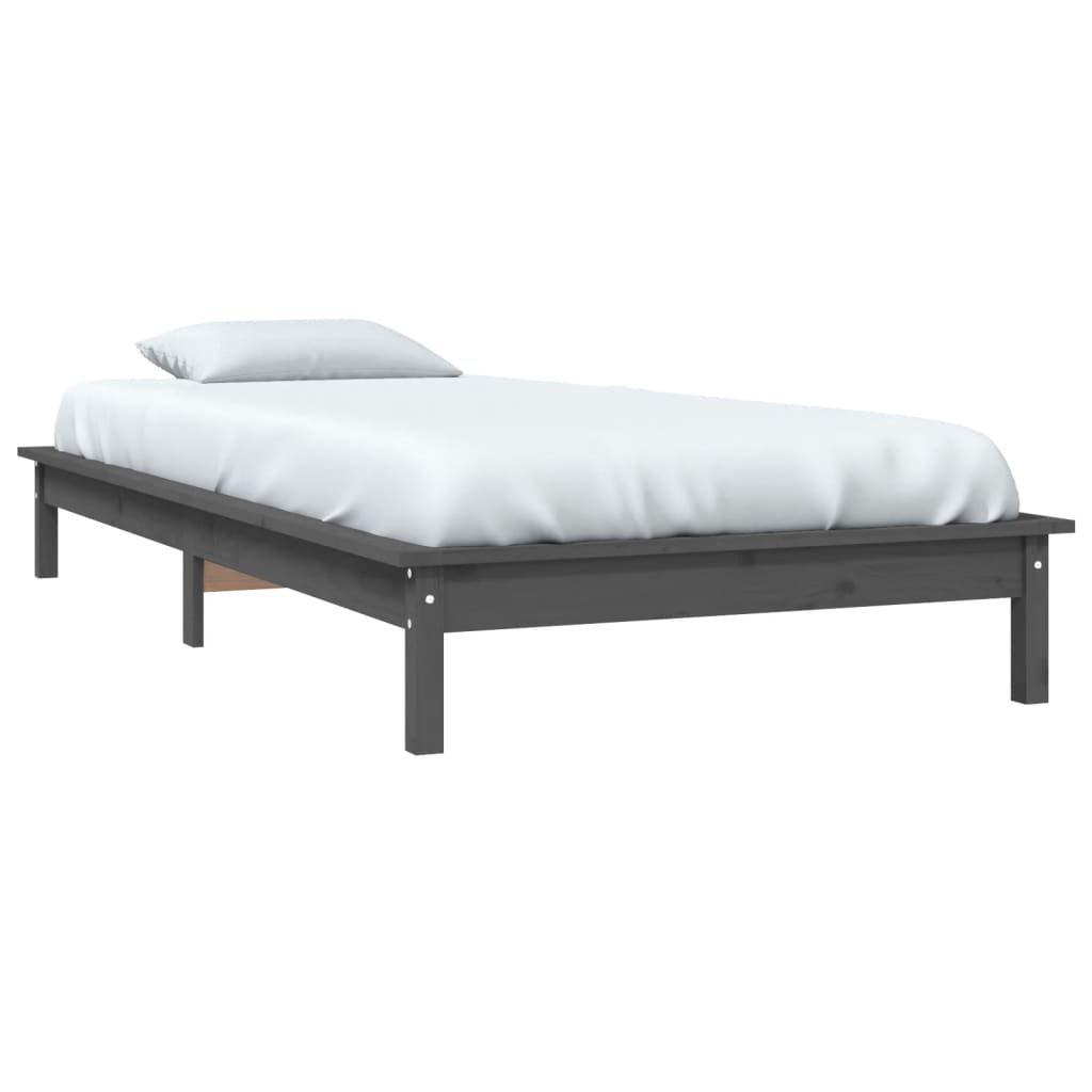 sengeramme 100x200 cm massivt fyrretræ grå