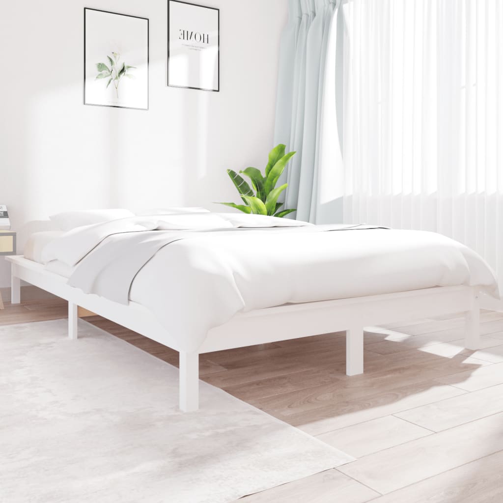 sengeramme 120x200 cm massivt fyrretræ hvid