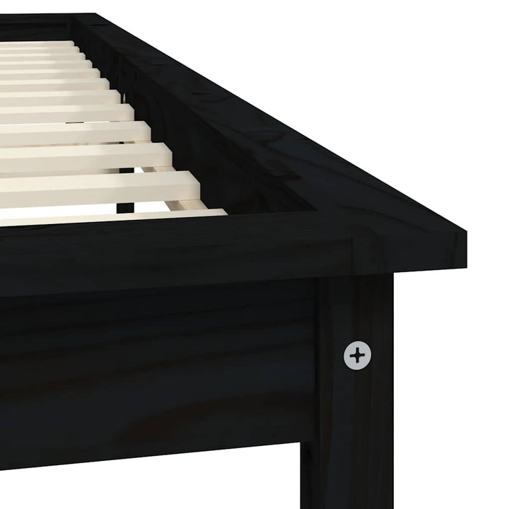 sengeramme 120x200 cm massivt fyrretræ sort