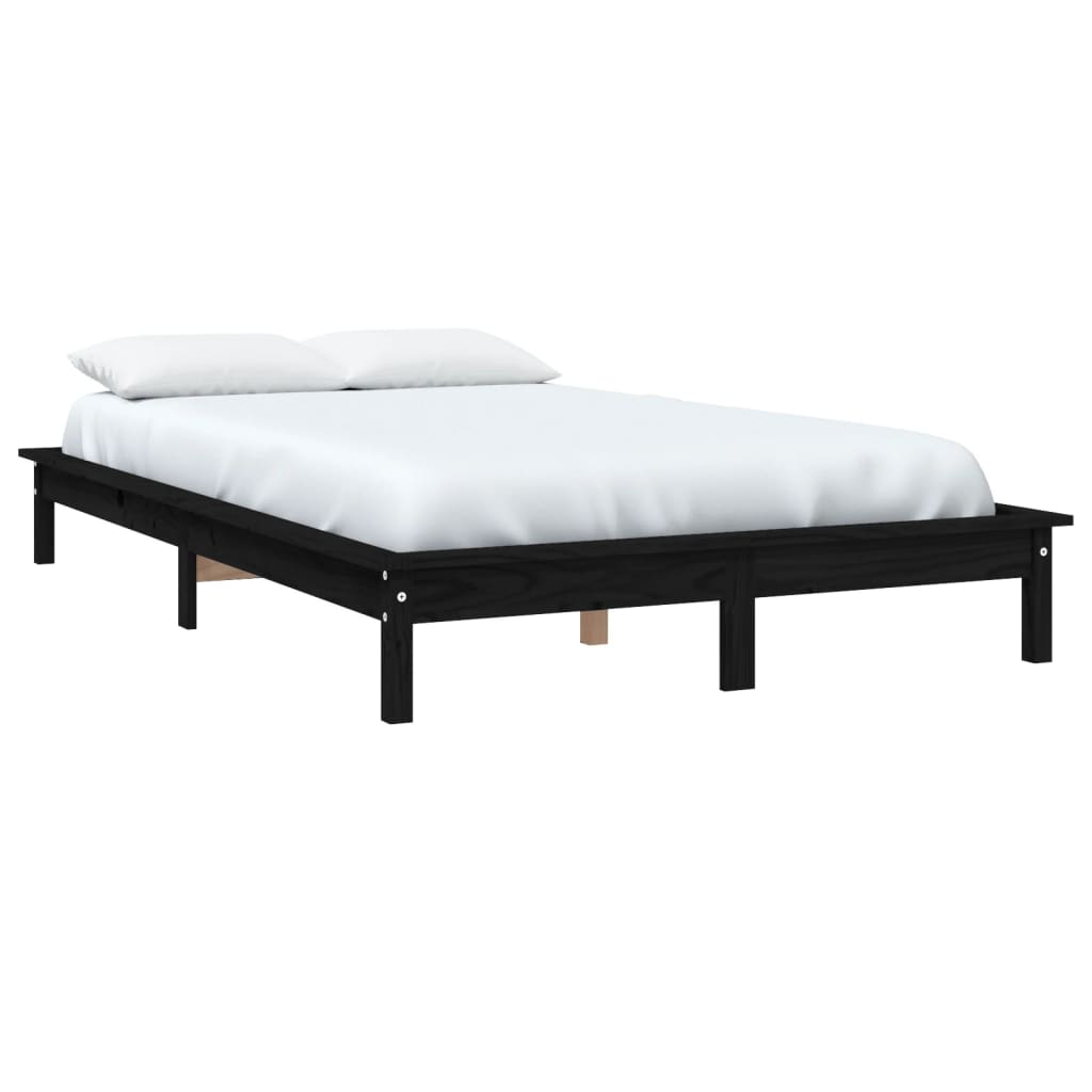 sengeramme 150x200 cm massivt fyrretræ sort