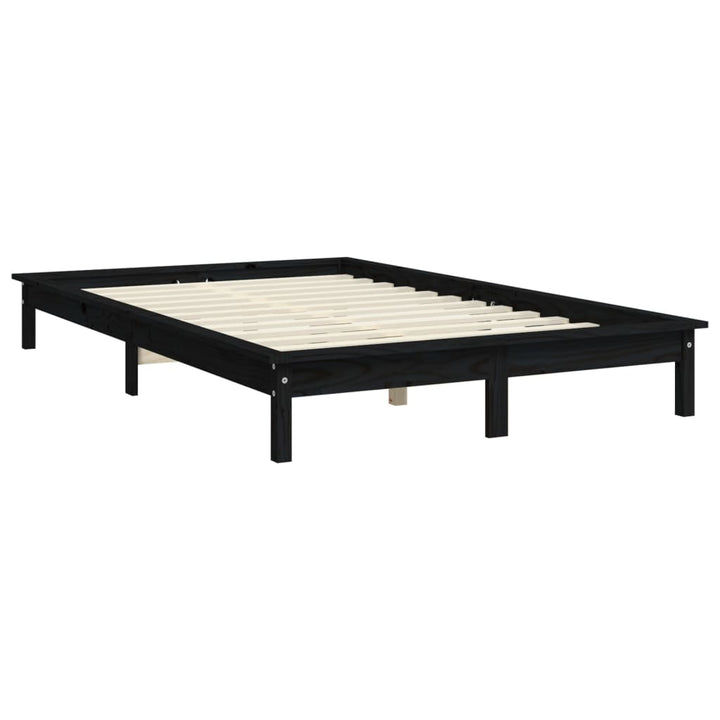 sengeramme 150x200 cm massivt fyrretræ sort